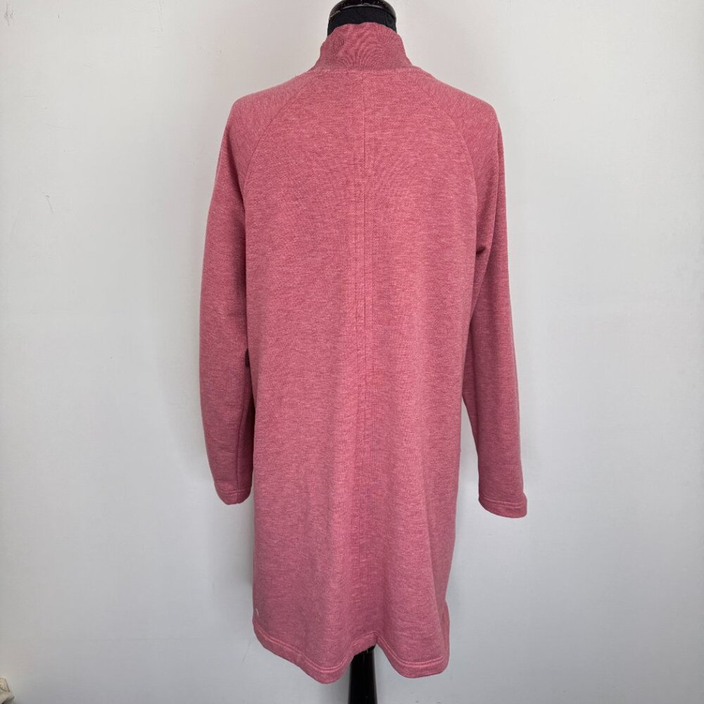 Hyba Reitmans Pink Mock Neck Sweatshirt Dress L Heathered Tunic Snap Cuff Fleece - Picture 3 of 9